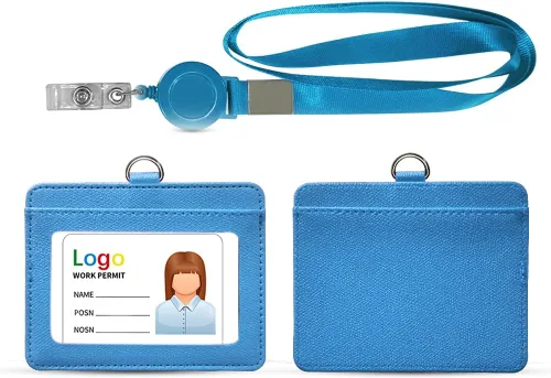 Vista 11 de HYCOPROT Soporte para tarjetas de identificación con cordón, retráctil, de piel sintética, vertical, horizontal, para tarjetas de identificación