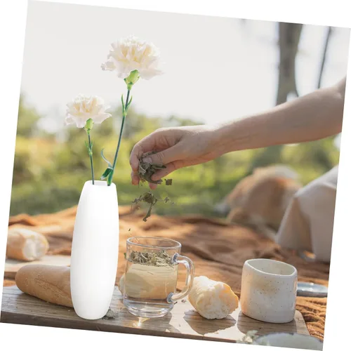 Vista 5 de Happyyami Jarrón de cristal de cerámica blanco alto para flores secas, centro de mesa de boda