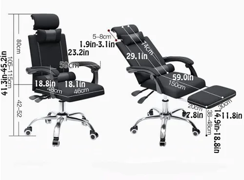 Vista 3 de Silla de oficina giratoria de altura ajustable, reposabrazos con soporte lumbar, silla de computadora, sillas ejecutivas ergonómicas