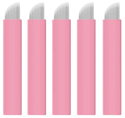 Vista 9 de XIAOYU 50 agujas desechables para microblading de cejas, cuchillas de maquillaje de microcuchillas de tatuaje para suministros de maquillaje