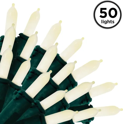 Vista 2 de Brite Star 50 Lt Warm Glow tradicional mini luces LED, blanco cálido, cable verde