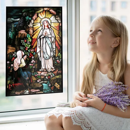 Vista 2 de Lámina para vitrales de la Virgen María de Lourdes (8.25 x 12.75 pulgadas)