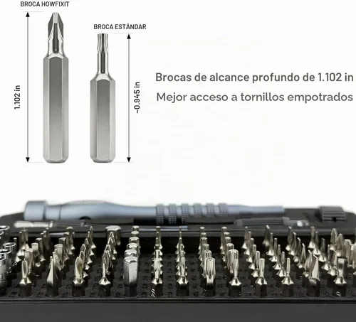 Vista 5 de HowFixit PRO MAX - Juego de destornilladores de precisión 106 en 1 para iPhone, Smartphone, MacBook, laptop, tableta, cámara, interruptor, PS5