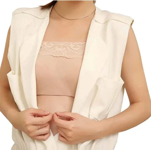 Vista 3 de YWTAENOH 3 piezas de encaje para mujer camisola simulada con clip panel de modestia camisolas