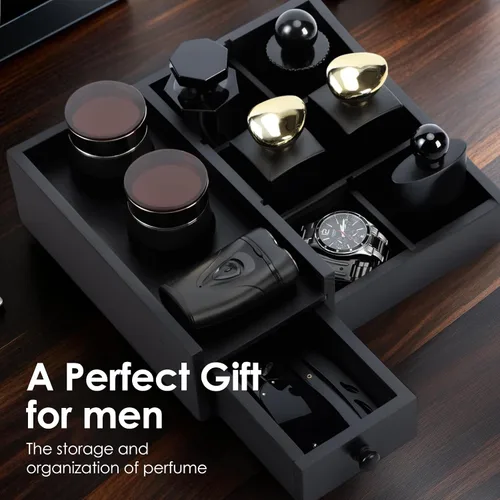 Vista 5 de Organizador de colonia para hombres, organizador de perfumes, organizadores de baño, encimera de baño, soporte de perfume, soporte de colonia