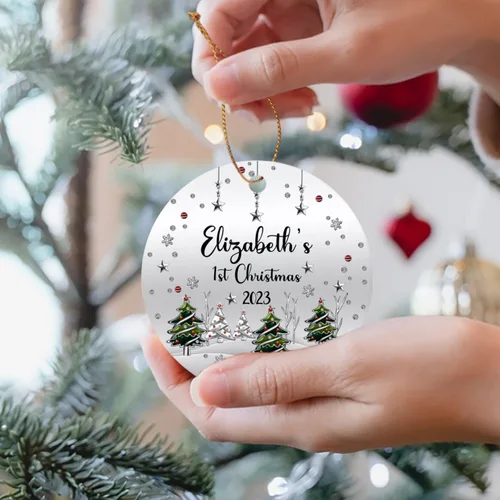 Vista 3 de Adorno impreso de la primera Navidad del bebé 2025, adorno de árbol de Navidad para bebé, adorno personalizado de primera Navidad para el nuevo