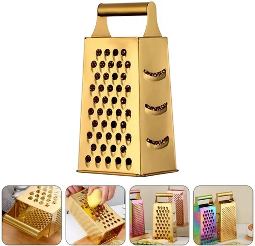 Vista 5 de Kichvoe Cocina Esencial Acero Inoxidable Rallador de Vegetales Cortador de Queso Trituradora de Alimentos Rallador de Acero