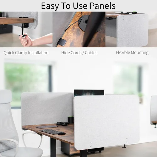 Vista 6 de VIVO Sistema de panel de privacidad de 71 x 24 pulgadas, divisor de escritorio de cubículo absorbente de sonido, división acústica, 2 paneles, gris