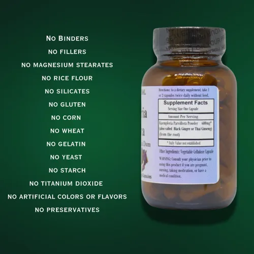 Vista 4 de Barlowe's Herbal Elixirs Kaempferia - Suplemento de parviflora Jengibre negro 600 mg 60 cápsulas vegetales Apoya la vitalidad y promueve