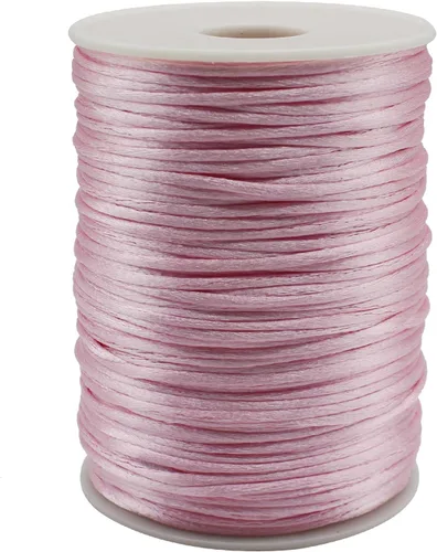 Vista 10 de Cordón de nailon negro de satén de 0.039 in x 109 yardas, cordón de seda satinada para pulseras, collares, fabricación de joyas, nudos chinos