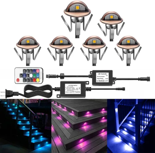 Vista 30 de Luz LED para escaleras, bajo voltaje, impermeable, IP65, para exteriores, 1-2/5 pulgadas, de madera empotrada, iluminación LED de terraza, patio