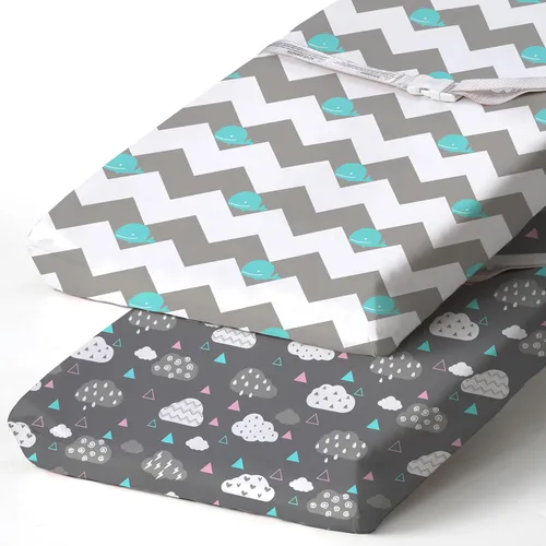 Vista 11 de Pack n Play Sheets BROLEX - Juego de 2 sábanas para cuna, juego de sábanas elásticas y portátiles para cuna, funda de colchón convertible