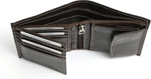 Vista 5 de Style N Craft Billetera delgada de cuero bi-folder, cartera de cuero de grano completo para hombres y mujeres, cartera con múltiples tarjeteros
