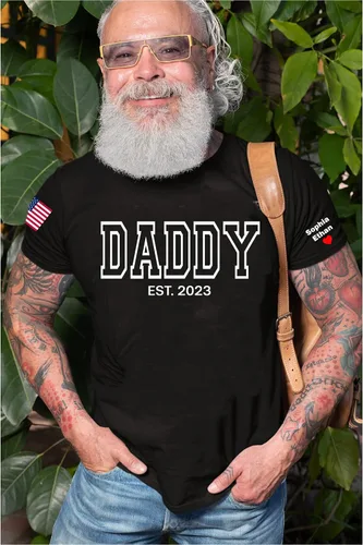 Vista 6 de NAZENTI Personalize Grandpa USA - Camisa de bandera de papá de Estados Unidos - Camisa personalizada con manga con nombre para niño, camisa de papá