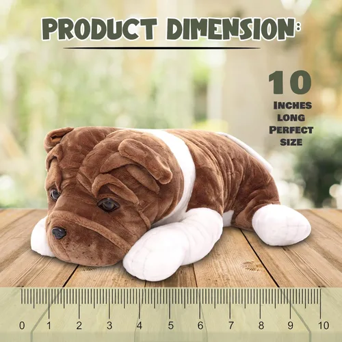 Vista 3 de Plushland Juguetes de peluche realistas para cachorros, figuras de felpa navideñas para niños, bebés para jugar (Bulldog 10 pulgadas)