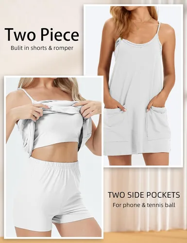 Vista 2 de ATHMILE Vestidos de verano para mujer, minivestido deportivo, deportivo, deportivo, deportivo, vestido corto para mujer, golf, tenis, ejercicio