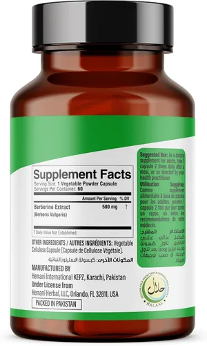 Vista 4 de Dr. HERBALIST Berberina Cápsulas 500 mg, Berberis Aristata Extracto de agracejo indio con alcaloide de berberina, para azúcar en la sangre ya