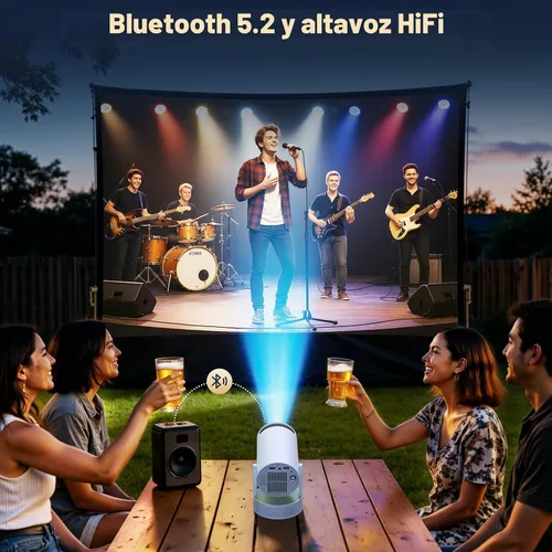 Vista 5 de Mini proyector con WiFi y Bluetooth, proyector portátil con batería incorporada, 4K compatible con Android 11.0 Proyector inteligente