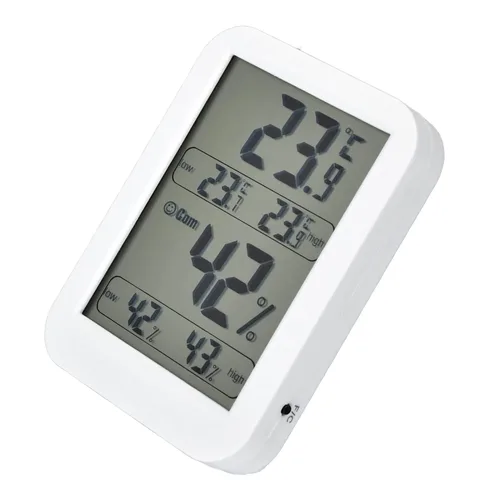 Vista 6 de Thermometer Hygrometer Digital Large LCD Display Accurate Temperature Humidity Meter for Reptile Terrarium Greenhouse Warehouse White ABS 120g