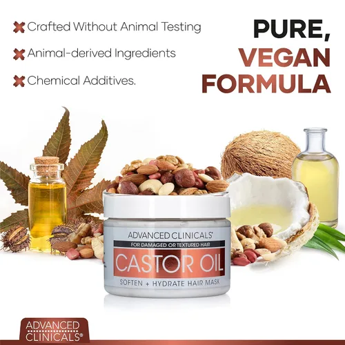 Vista 3 de Advanced Clinicals Mascarilla acondicionadora de aceite de ricino natural desenredante y tratamiento capilar con aceite de ricino negro jamaicano
