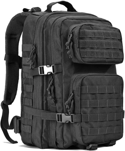 Vista 2 de REEBOW GEAR - Mochila táctica militar para hombres, mochila grande del ejército, paquete de asalto de 3 días, mochila Molle, Negro, Grande - 40 l
