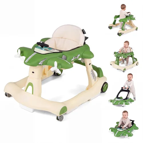 Vista 13 de BABY JOY Andador de bebé 6 en 1 con ruedas, caminador de actividad plegable Rosa