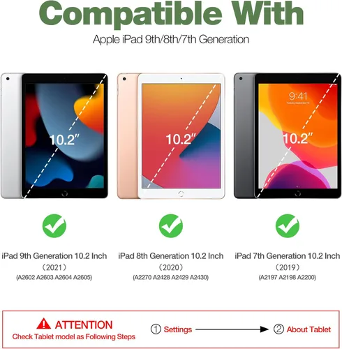 Vista 2 de Dexnor Funda para iPad de 9ª/8ª/7ª generación de 10.2 pulgadas, [protector de pantalla y soporte integrados] con soporte para bolígrafo, resistente