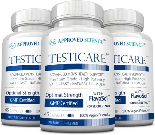 Vista 7 de Approved Science TestiCare - Soporte testicular para venas - Castaño de Indias, Hamamelis - 1 botella - 45 cápsulas - Vegano