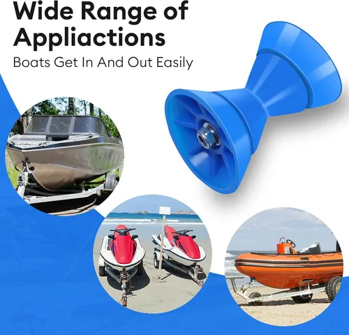 Vista 7 de 3 Inch 4 Inch Boat Trailer Roller Bow Stop with 1/2" Shaft Bow Stop for Boat Trailers Blue Bow Rubber Roller