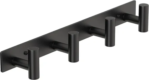 Vista 22 de PMMASTO Perchero montado en la pared, 3 ganchos de pared en forma de T para colgar, riel de ganchos para abrigos de acero inoxidable resistente