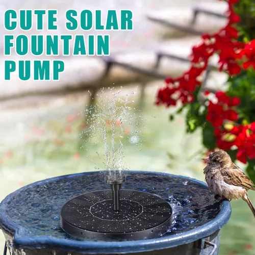 Vista 6 de Riakrum 1 paquete de bomba solar para fuente de baño para pájaros con 6 boquillas de energía solar, panel flotante para jardín, pecera, piscina