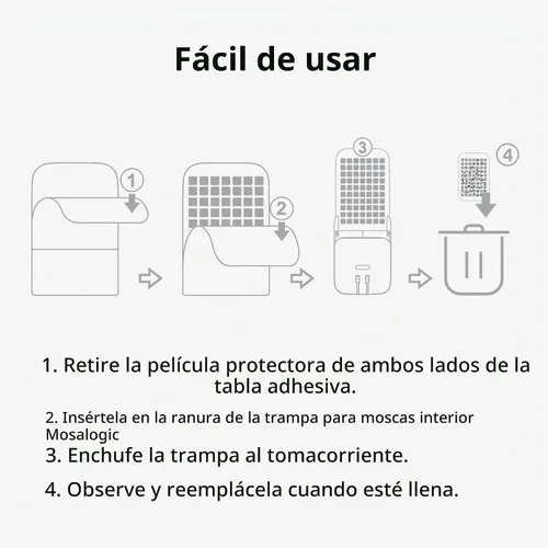 Vista 6 de Mosalogic Tarjetas de pegamento de repuesto para trampa para moscas para interiores, tarjetas adhesivas de doble cara para trampa de insectos
