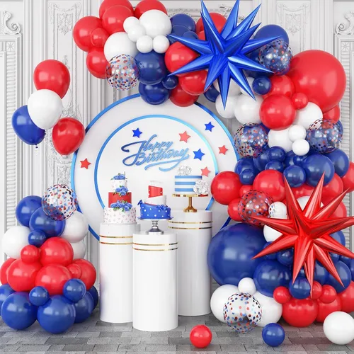 Vista 12 de Kit de guirnalda de arco de globos de videojuegos, globos de fiesta azul, morado, verde, negro, con 2 globos de aluminio con mango de juego