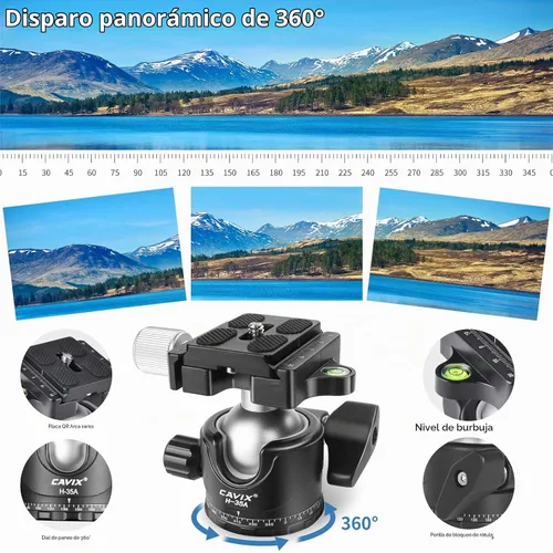 Vista 2 de CAVIX - Trípode de viaje CAVIX de 78 pulgadas para cámaras, trípode de 78 pulgadas, trípode ligero con cabezal de bola de 360 grados que carga hasta