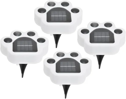 Vista 2 de plplaaoo Linterna solar, luces solares en forma de pata para exteriores, 4 piezas LED de iluminación de paisaje, luz enterrada, lámpara decorativa