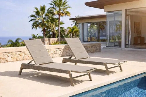 Vista 15 de PURPLE LEAF Sillones de día al aire libre con cojín para tomar el sol, tumbonas reclinables para bronceado, juego de 2, aluminio, para patio