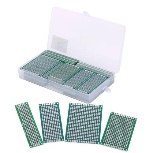 Vista 4 de TAKSDAI - Kit de prototipo de placa PCB de doble cara con estuche adicional, 72 piezas de 4 tamaños, placa de prototipo universal, prototipo