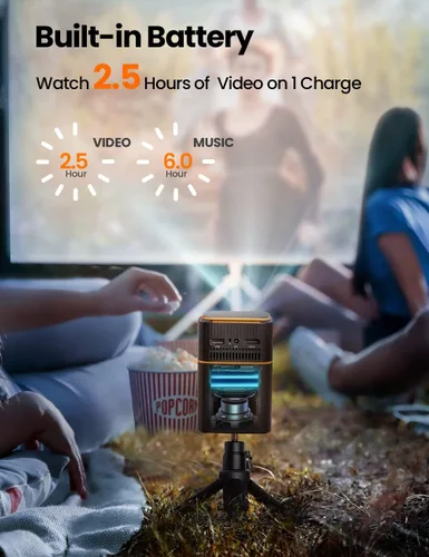 Vista 9 de Mini Proyector con WiFi 5G, Proyector Pequeño HD de 1080P de Corta Distancia con Trípode, Proyector Exterior para Teléfono, Proyector Portátil