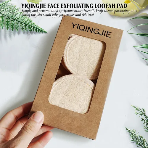 Vista 6 de YIQINGJIE Exfoliante de lufa natural (paquete de 4), almohadillas de esponja facial, limpia puntos negros sin dañar la piel, luffa para mujeres