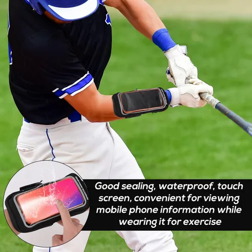 Vista 4 de Soporte de teléfono para correr, soporte de teléfono negro con agarre de mano para correr, pulsera Frearm Band para iPhone Pro Max Plus