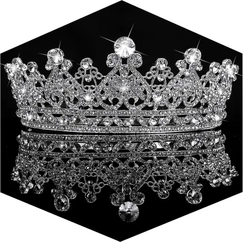 Vista 9 de TOBATOBA - Tiaras y coronas para mujer; tiara nupcial de cristal para novia; corona de reina princesa real; tocados de quinceañera para 15 años