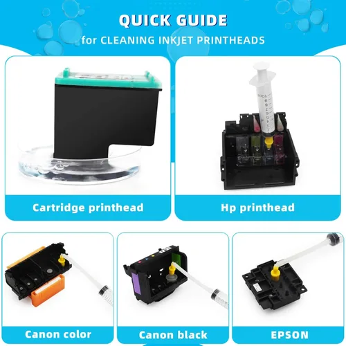 Vista 5 de Spaceink Kit de limpieza de cabezal de impresión 6.8 fl oz para impresora E pson, kit de limpieza de impresora para HP, kit de limpieza de cabezal