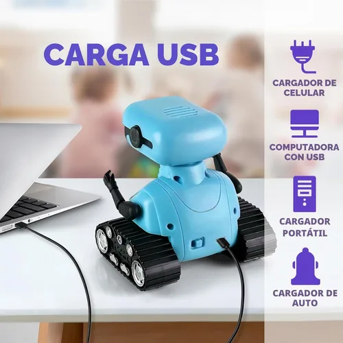 Vista 5 de Robot Toys - Robot emo recargable con auto demostración inteligente robot Azul