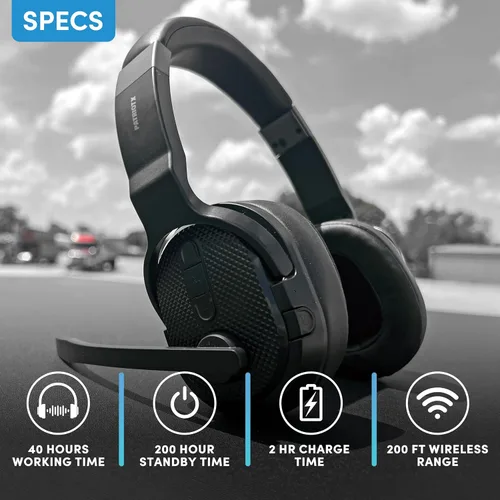 Vista 2 de FalconEye Electronics Patriot X - Auriculares convertibles Bluetooth 6.0 con batería extendida, 40 horas de tiempo de conversación