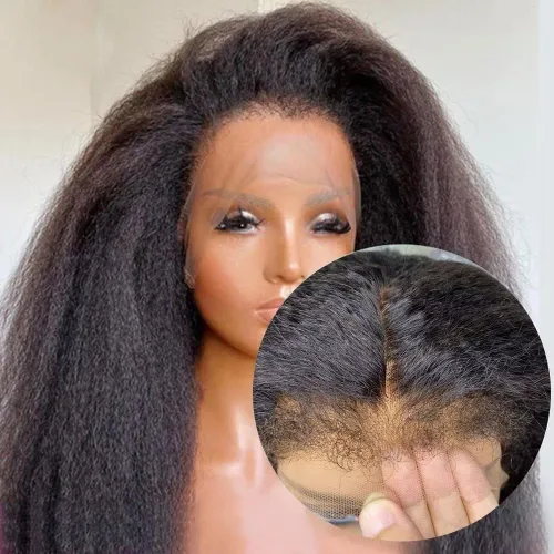Vista 5 de Pelucas de cabello humano lacio con encaje transparente HD 360 frontal con cabello de bebé rizado, cabello virgen brasileño, bordes rizados, línea
