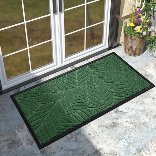 Vista 7 de Yimobra Tapete para puerta delantera para interiores y exteriores, 29.5 x 17 pulgadas, impermeable, para todas las estaciones, para entrada