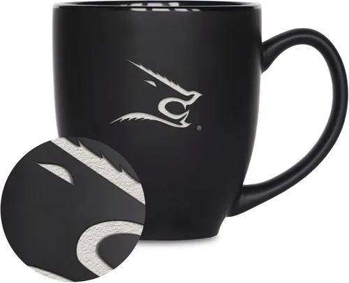 Vista 293 de Rico Industries - Taza de cerámica mate negra con grabado láser estándar de 15oz para NCAA (escuelas T & U) - Para bebidas calientes o frías