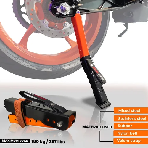 Vista 3 de GRAND PITSTOP Soporte de Mantenimiento para Motocicletas, Soporte de Elevación Portátil y Compacto, Gato de Moto, Altura Ajustable para Limpieza
