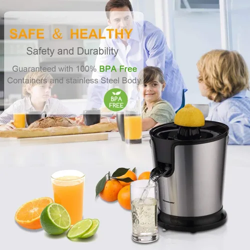 Vista 4 de Homeleader Exprimidor eléctrico de cítricos, exprimidor de limón con acero inoxidable, exprimidor naranja