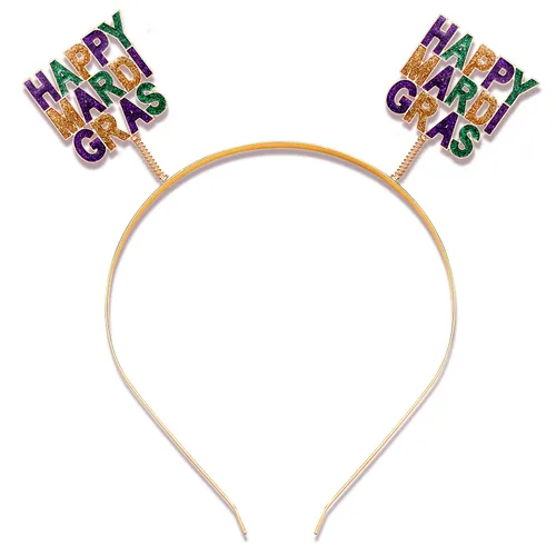 Vista 11 de NVENF Diadema de Mardi Gras con diamantes de imitación de flor de lis, máscara de letras de carnaval, aro para el cabello, accesorio para el cabello